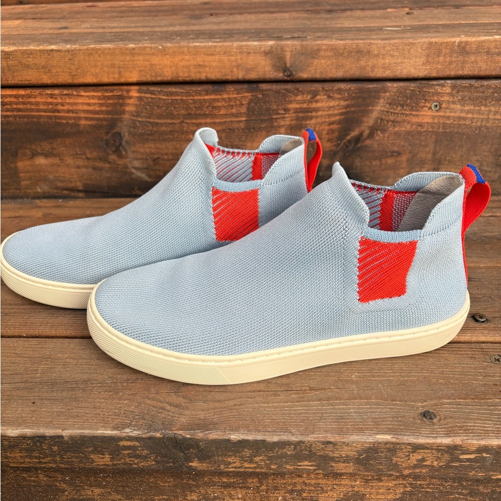 Rothy's Chelsea Boot Arctic Blue, Orange sz W9.5 - Rare Color